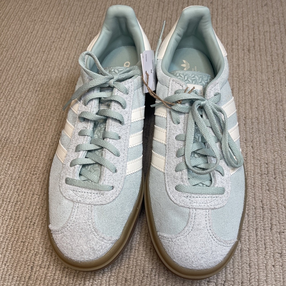 Adidas Originals Women's 8 Gazelle Bold Ash Green White JS3902 Sneakers NEW